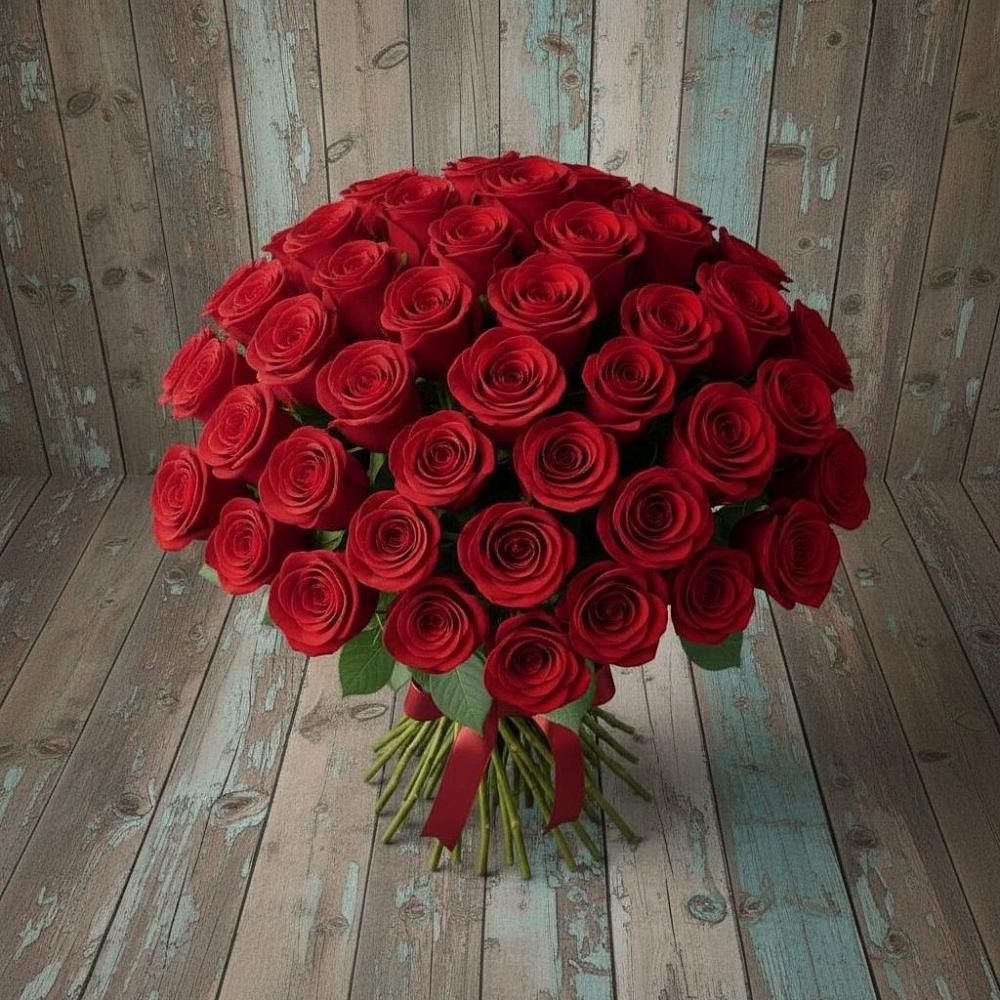 Букет 55 Красных роз Фридом в Кяхулай