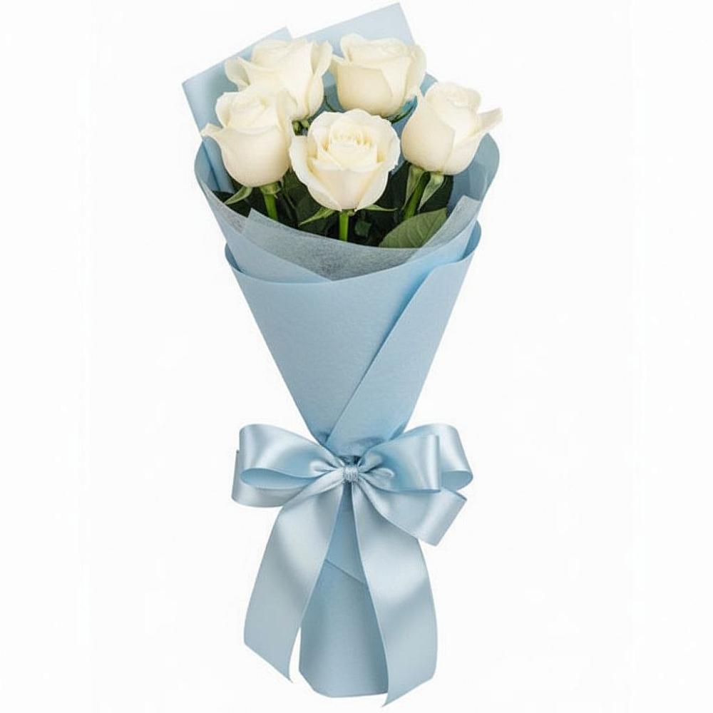 Букет 5 Белых роз Проуд в Кяхулай