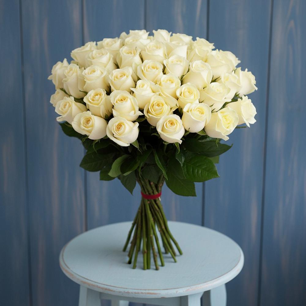 Букет 51 Белая роза Эдлесс Лав в Кяхулай
