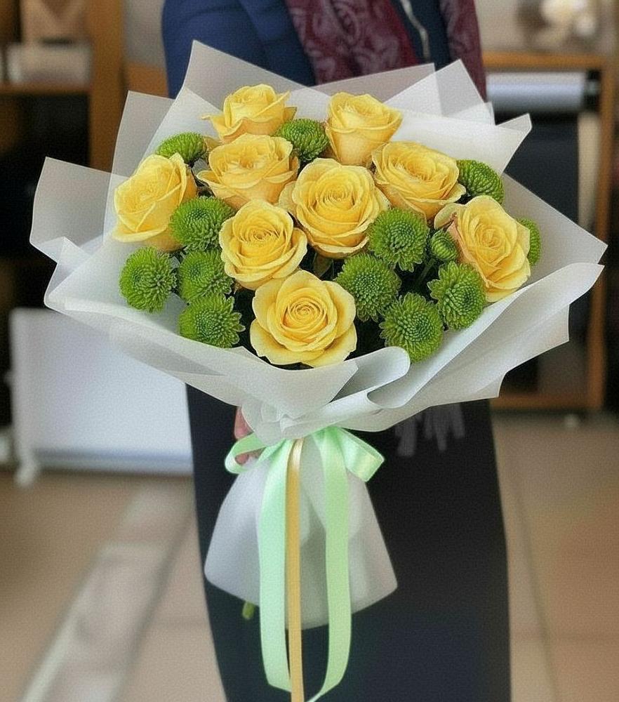 Букет цветов из: Хризантемы и Розы в Кяхулай