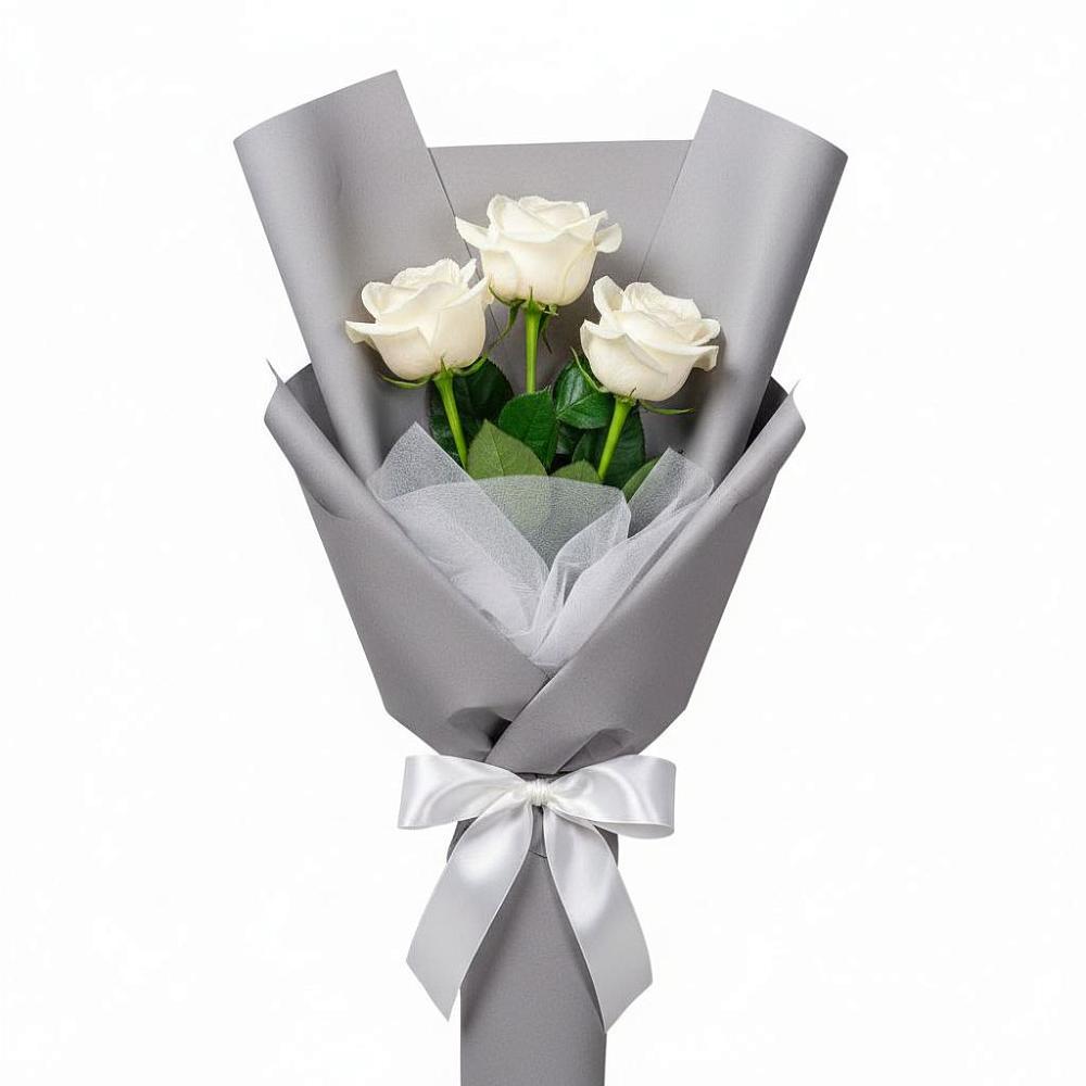 Букет 3 белые розы в Кяхулай
