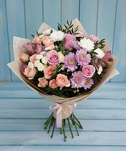 Букет цветов из:  Хризантемы, Розы и Альстромерии в Кяхулай