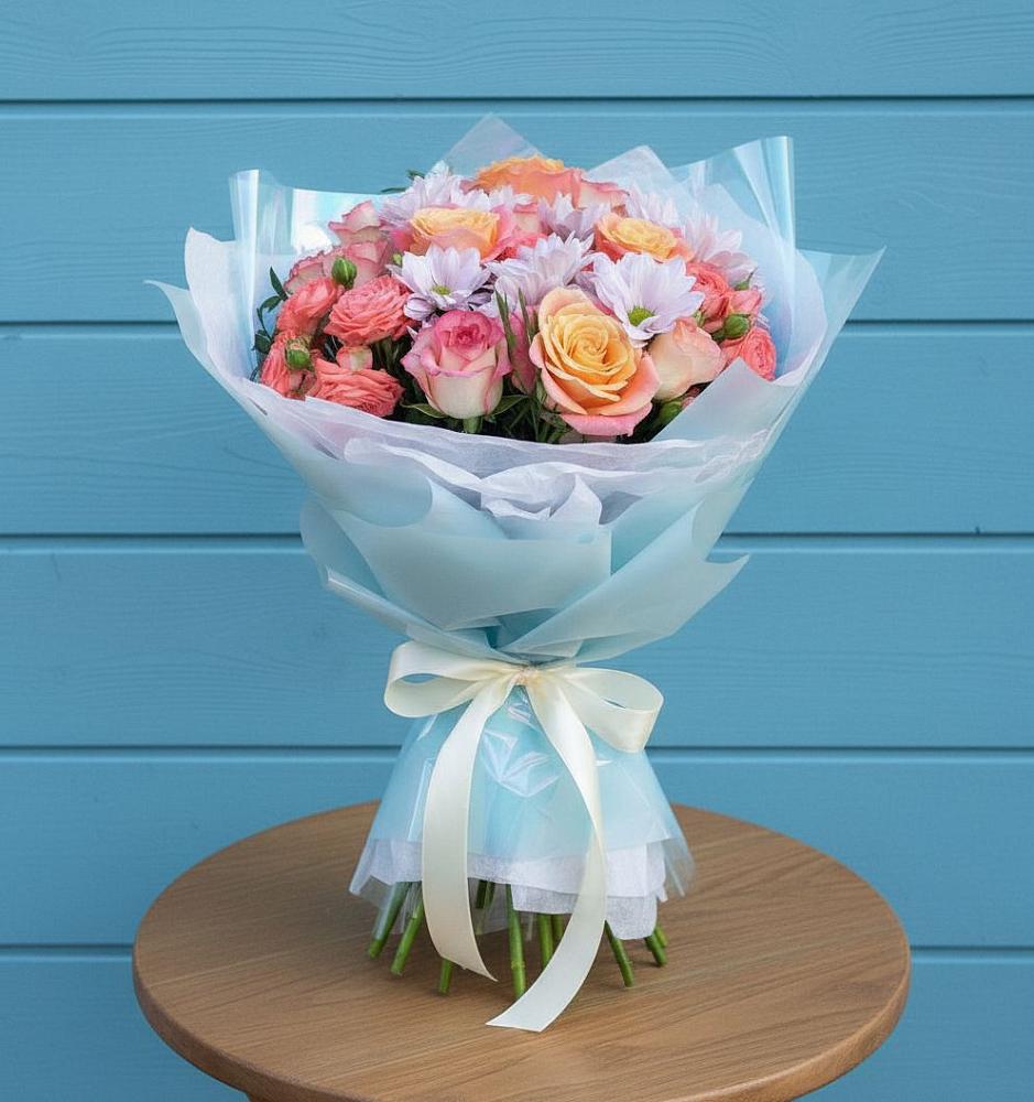 Букет цветов из: Хризантемы и Розы в Кяхулай