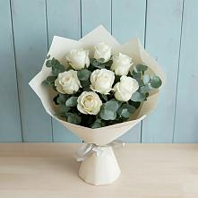 Букет Белые розы в Эвкалипте в Кяхулай