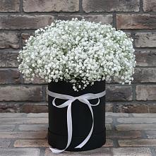 Цветочная композиция из Гипсофила в шляпной коробке в Кяхулай