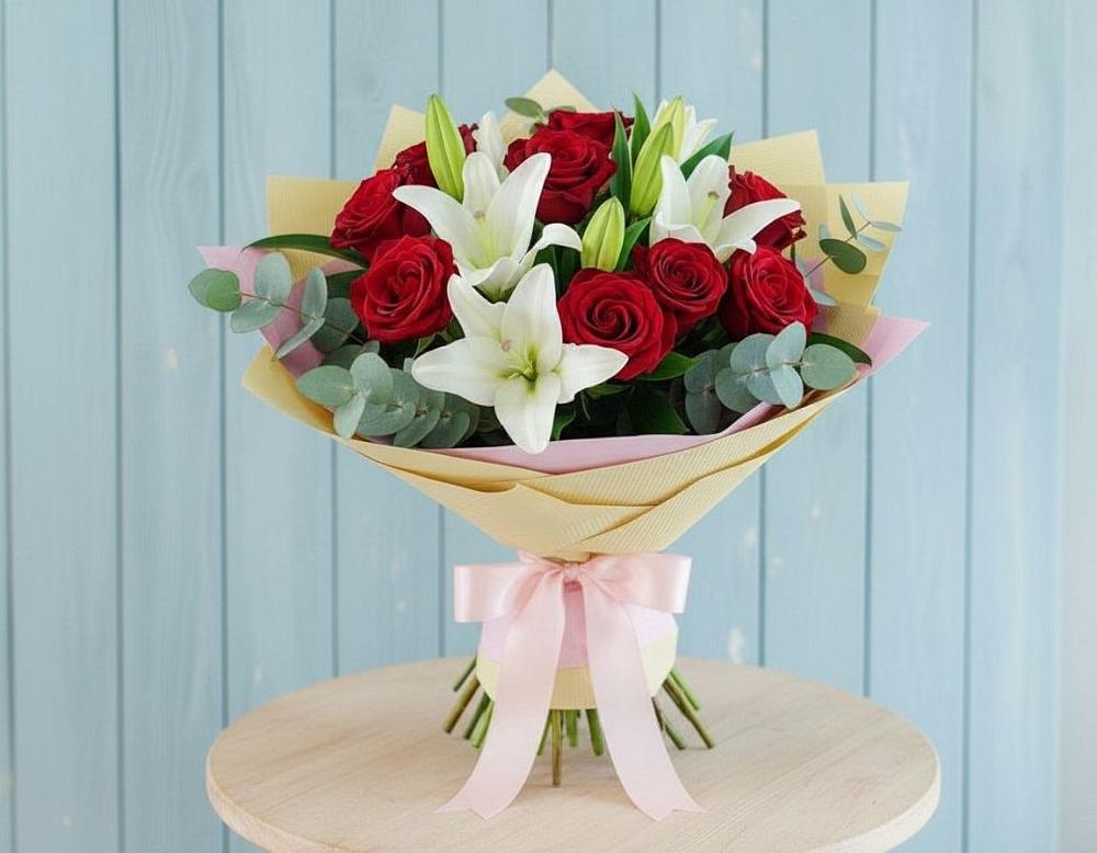 Букет цветов из: Лилии и Розы в Кяхулай